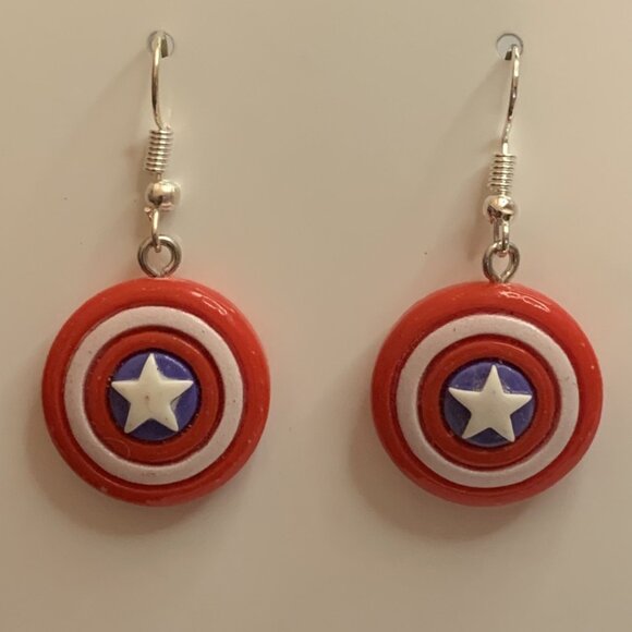 Captain America Shield, Captain America Earring, Hero Earring, Superhero Earring - Picture 6 of 6